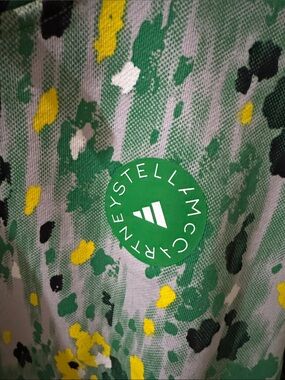 Adidas by Stella McCartney Green Floral Print Sweatshirt Top with Yellow Accents